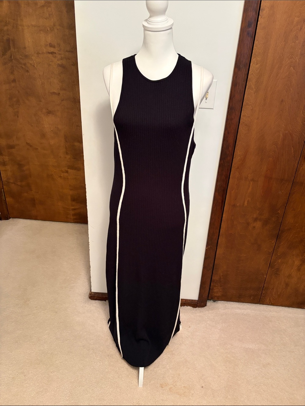 H&M Black Maxi Dress with White Side Piping